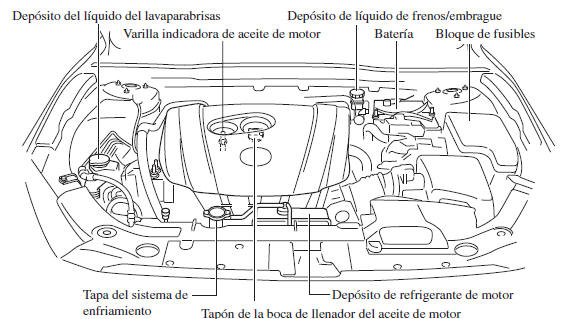 Mazda3. Vista del compartimiento del motor 