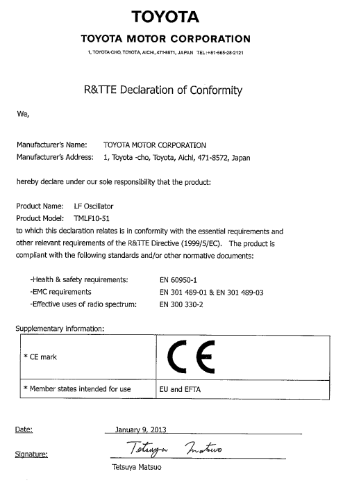 Certificación del sistema de llave inteligente