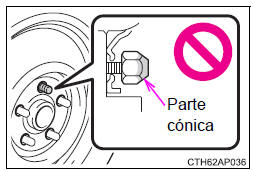 Al instalar las tuercas de las ruedas